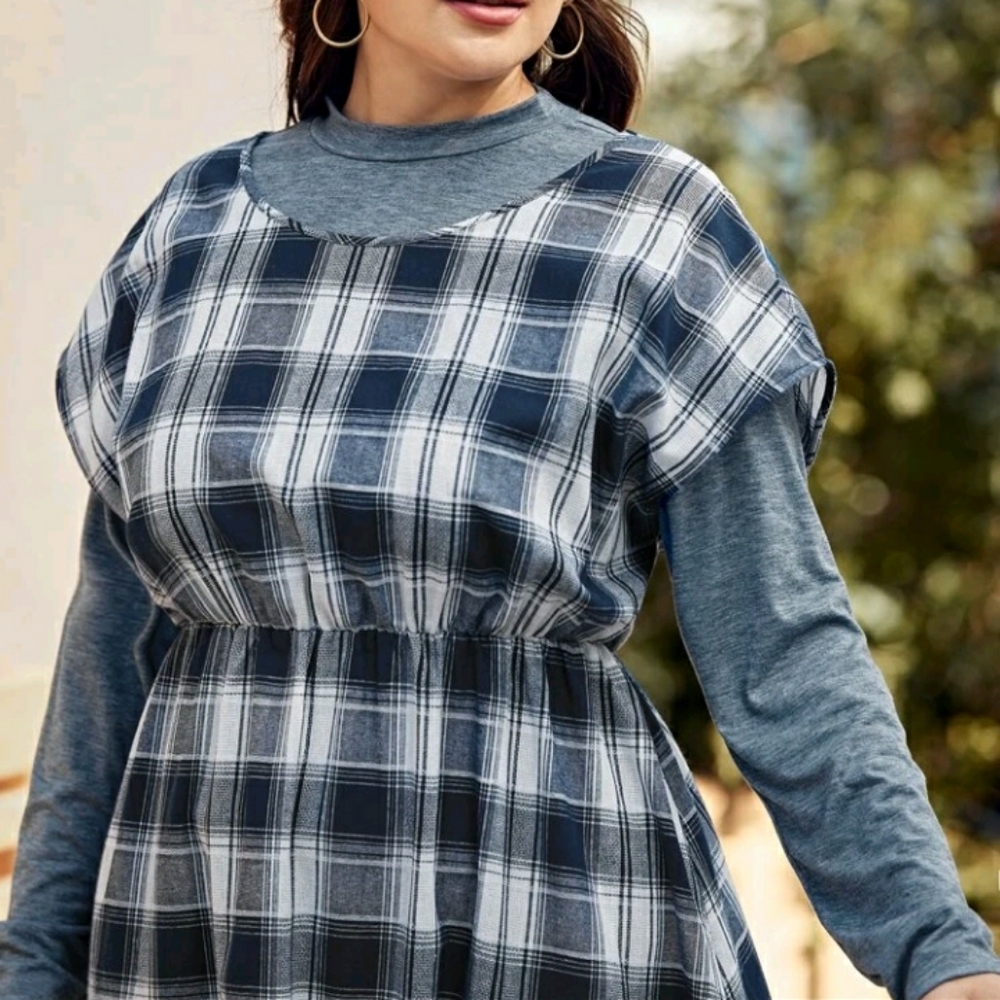 #30 Brand New Plus Plaid Dress with T-shirt - Picture 5 of 11